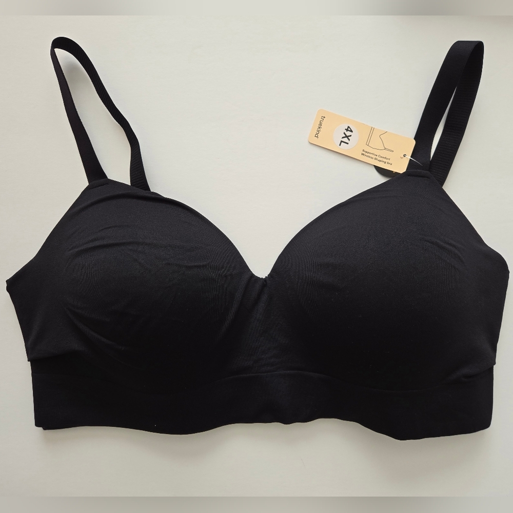 NWT Black Truekind Supportive Comfort Wireless Shaping Bra 4X